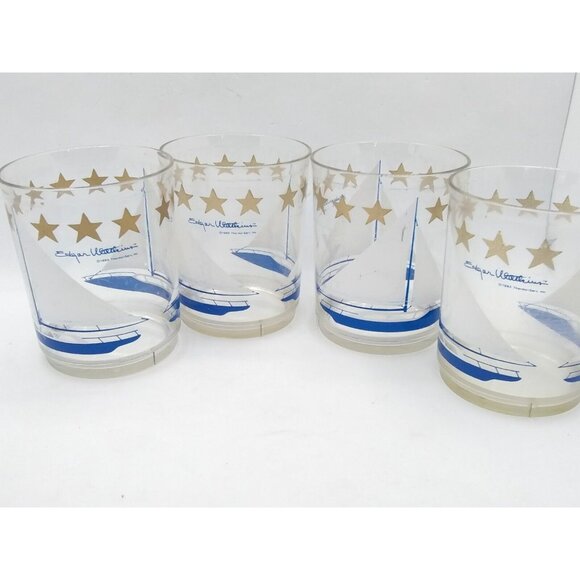 Vtg. Nautical Themed 1985 Thermo Serv Edgar Watkins Acrylic Plastic 4 Cups - Picture 3 of 11